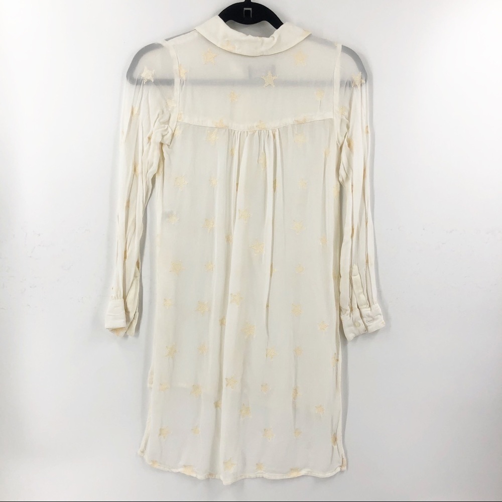 ✅ Michael Stars Star‎ Embroidered Long Sleeve Top SEMI-SHEER SIZE X-SMALL - Picture 6 of 8